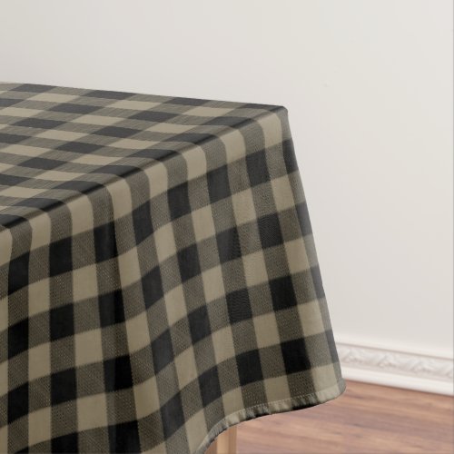 Modern Simple Black Brown Buffalo Plaid  Tablecloth