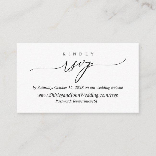 Modern Simple Black Calligraphy Online RSVP Enclosure Card