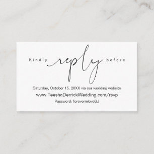 Modern Simple Black Calligraphy, Online RSVP Enclosure Card