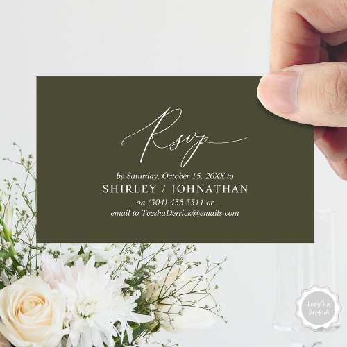 Modern Simple Black Calligraphy Wedding RSVP Enclosure Card