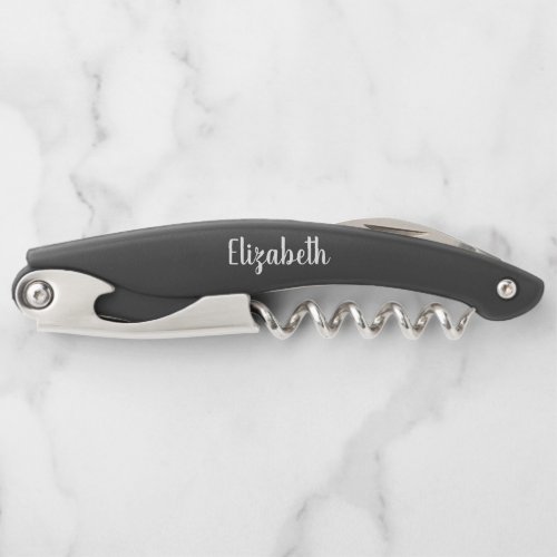 Modern Simple Black Custom Typography Name Stylish Waiters Corkscrew