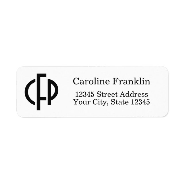 Modern Simple Black Geometric Monogram Initials Label (Front)