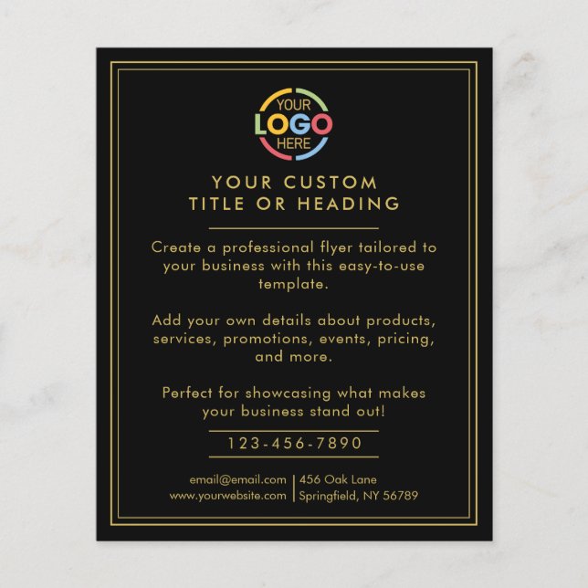 Modern Simple Black Gold Business Logo Promotional Flyer (Front)