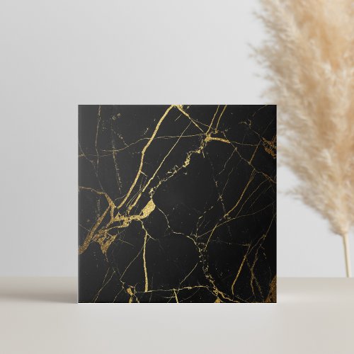 Modern Simple Black Gold Faux Marble Tile