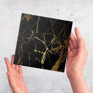 Modern Simple Black Gold Faux Marble Tile