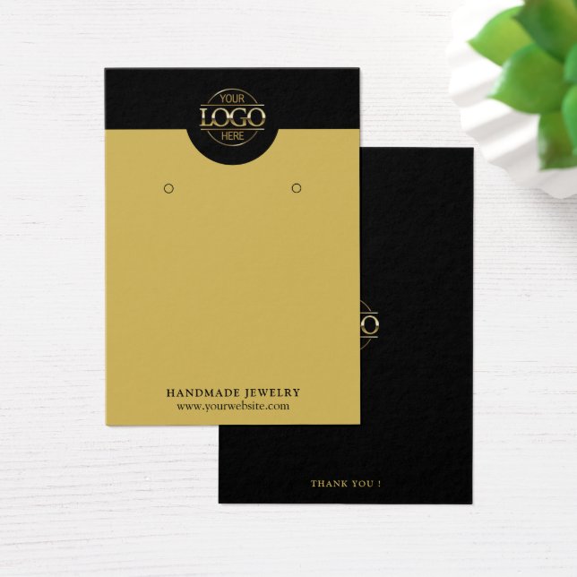 Modern Simple Black & Gold Jewelry Display Card (Desk)