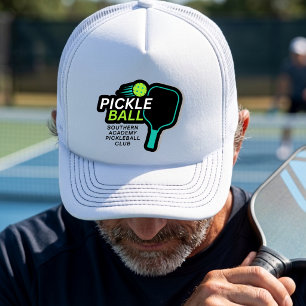 Modern Simple Black Green Pickleball Club Name Trucker Hat