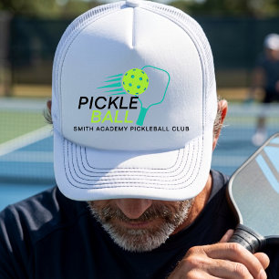 Modern Simple Black Green Pickleball Sports Club Trucker Hat
