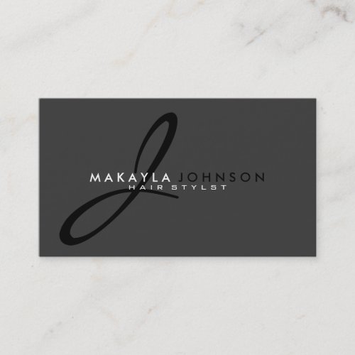 Modern  Simple black  grey Monogram Professional Business Card