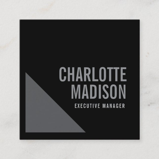 Modern Simple Black Grey Trendy Minimalist Plain  Square Business Card (Front)