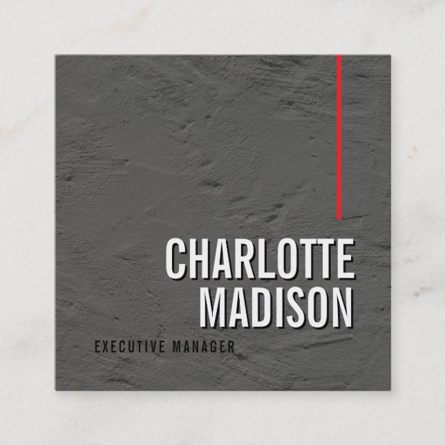 Modern Simple Black Grey Trendy Minimalist Plain  Square Business Card (Front)