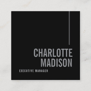 Modern Simple Black Grey Trendy Minimalist Plain Square Business Card