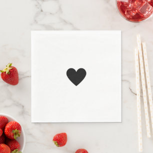 Modern Simple Black Heart Napkins