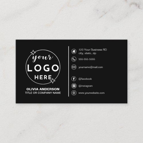 Modern Simple Black Logo Custom Icons Social Media Business Card