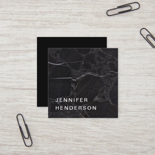Modern simple black marble professional minimalist square business card