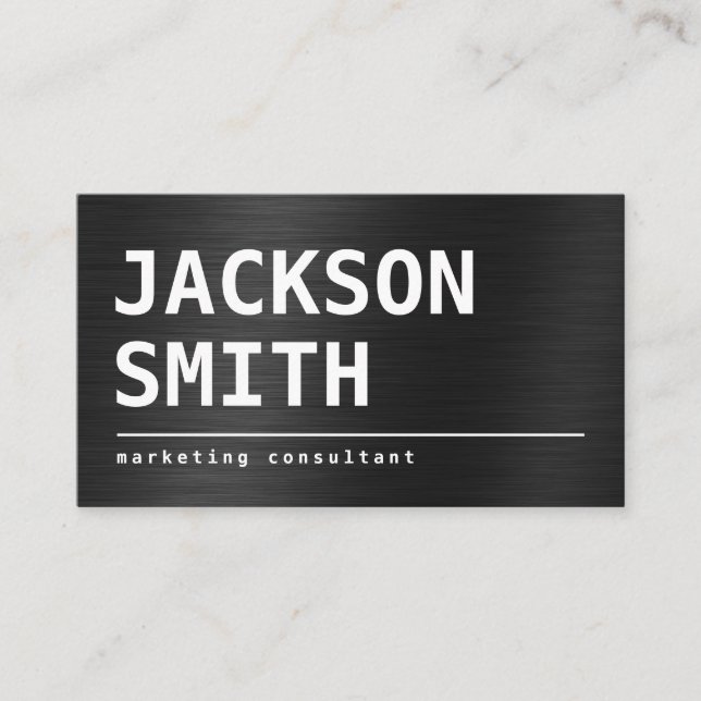 Modern Simple Black Metal professional Business Card (Front)