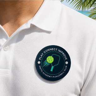 Modern Simple Black Neon Pickleball Sports Club Button