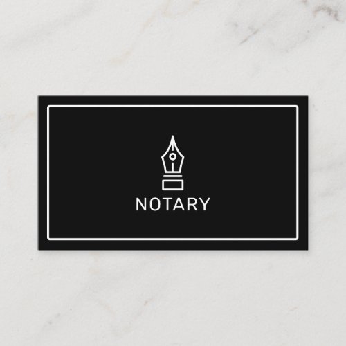 Modern simple black notary loan signing agent business card
