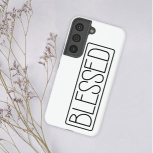 Modern Simple Black Outline Blessed Inspirational Samsung Galaxy S22 Case