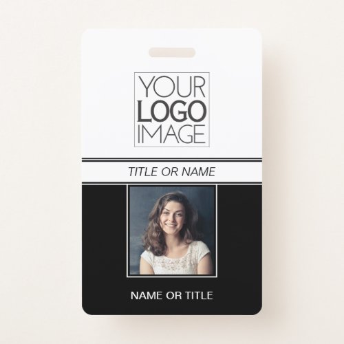 Modern Simple Black Photo Professional Name Tag Badge