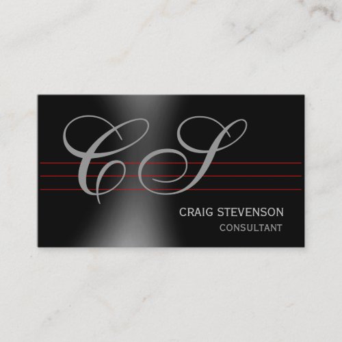 Modern Simple Black Plain Monogram Business Card