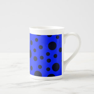 Modern Simple Black polka dot on Blue pattern Bone China Mug