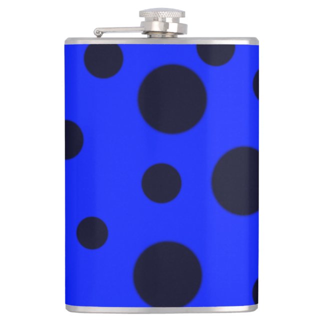 Modern Simple Black polka dot on Blue pattern Flask (Front)