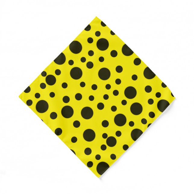Modern Simple Black polka dot yellow pattern Bandana (Front)