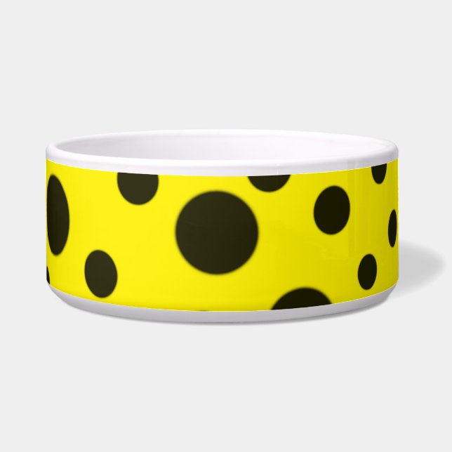Modern Simple Black polka dot yellow pattern Bowl (Front)