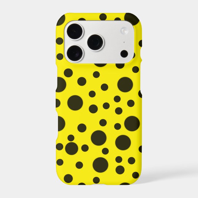 Modern Simple Black polka dot yellow pattern Iphone Case (Back)