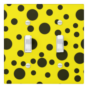 Modern Simple Black polka dot yellow pattern Light Switch Cover