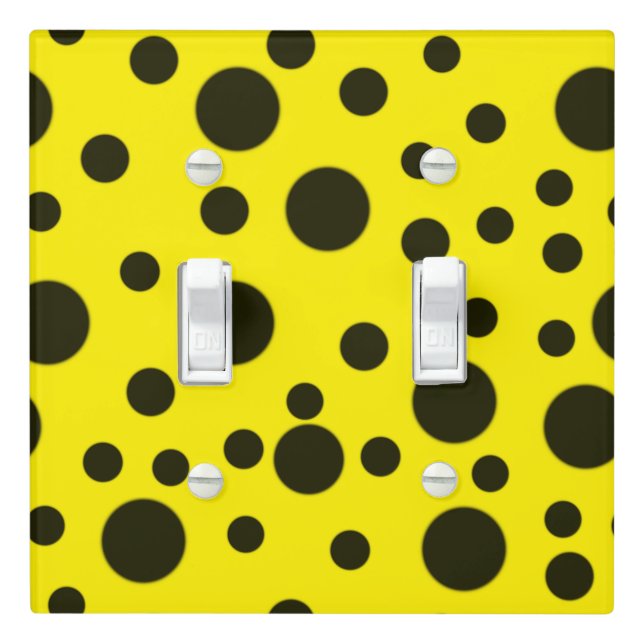 Modern Simple Black polka dot yellow pattern Light Switch Cover (In Situ)