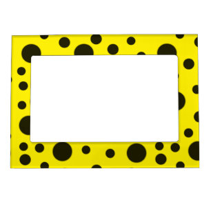 Modern Simple Black polka dot yellow pattern Magnetic Frame