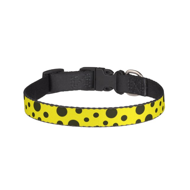 Modern Simple Black polka dot yellow pattern Pet Collar (Front)