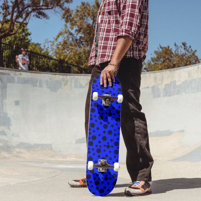 Modern Simple Black polka dot yellow pattern Skateboard (Outdoor 2)