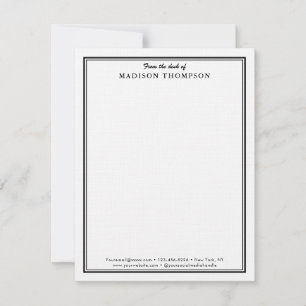 Modern Simple Black Professional Business Note Card