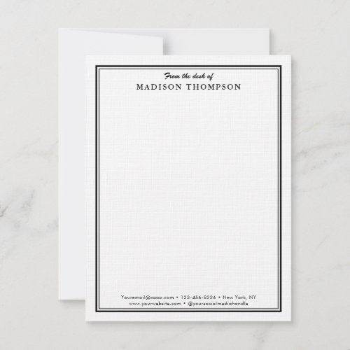 Modern Simple Black Professional Business Note Card
