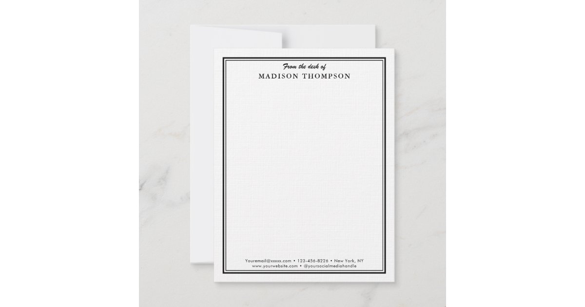 Modern Simple Black Professional Business Note Card Zazzle
