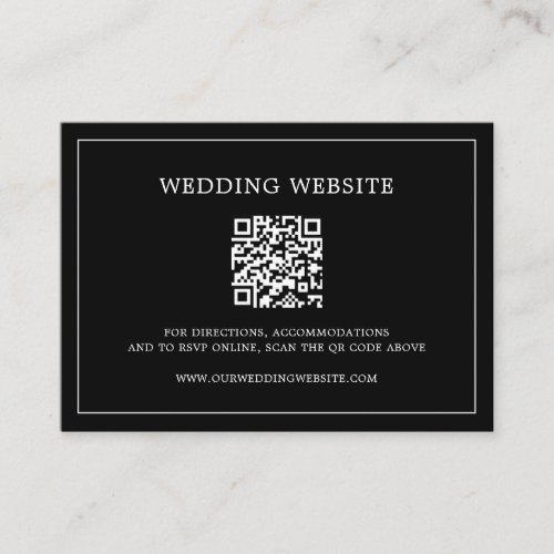 Modern Simple Black QR Code Website Wedding Enclosure Card