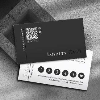 Modern Simple Black Scannable QR Code Loyalty Card