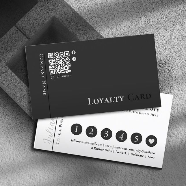 Modern Simple Black Scannable QR Code Loyalty Card (Creator Uploaded)