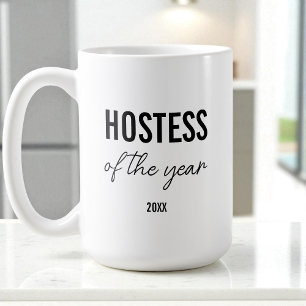 Modern Simple Black Script Personalized Hostess Coffee Mug