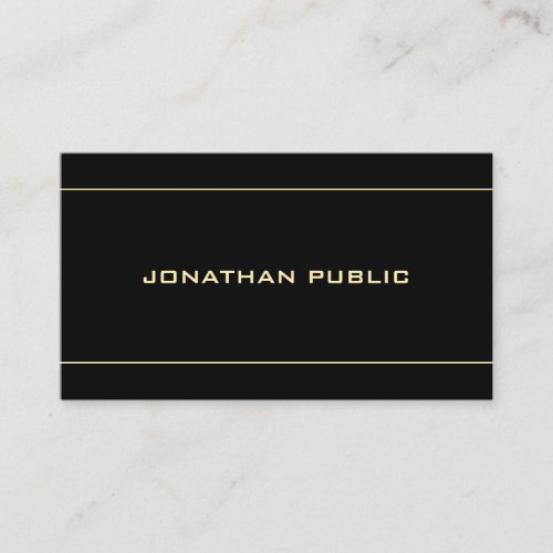 Modern Simple Black Template Gold Name Text Business Card