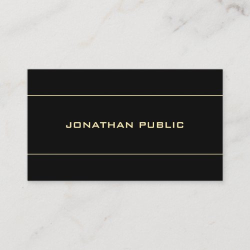 Modern Simple Black Template Gold Text Trendy Business Card