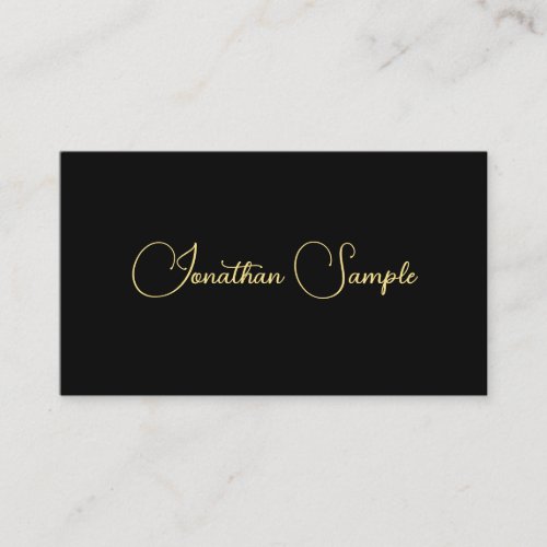 Modern Simple Black Template Gold Text Typography Business Card
