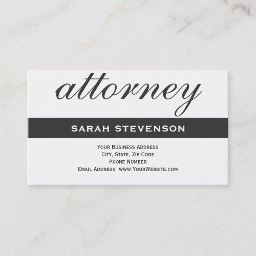 Modern Simple Black White Attorney Business Card