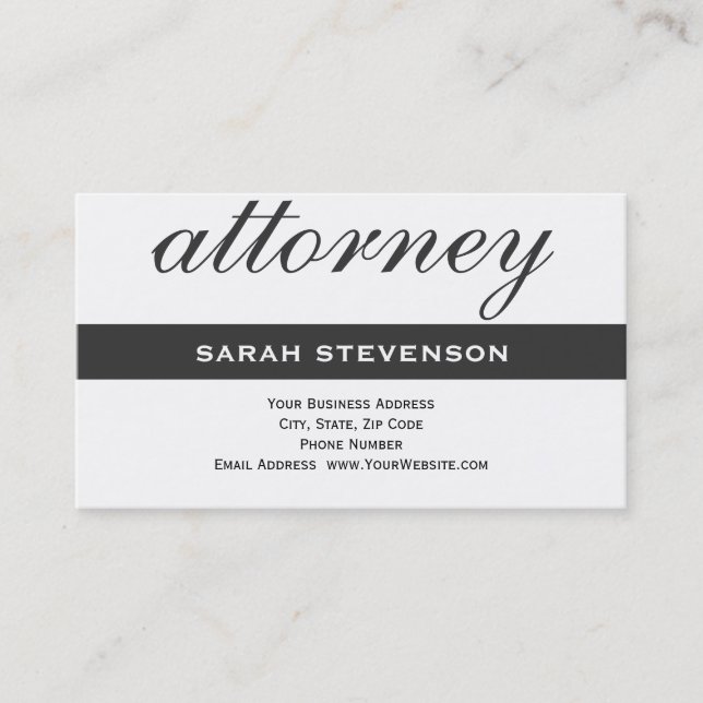 Modern Simple Black White Attorney Business Card (Front)
