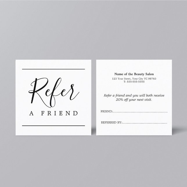 Modern Simple Black White Beauty  Referral Card (Creator Uploaded)
