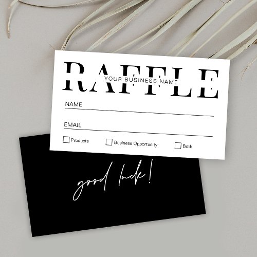 Modern Simple Black  White Business Raffle Ticket