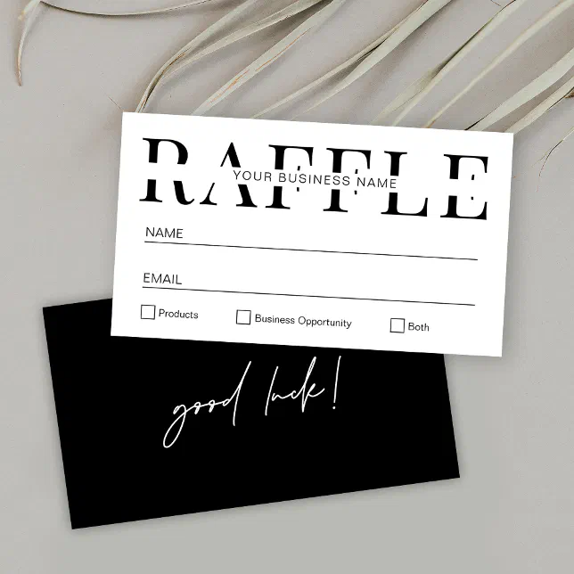 Black Rectangle Raffle Modern Simple Black & White Business Raffle Ticket | Zazzle